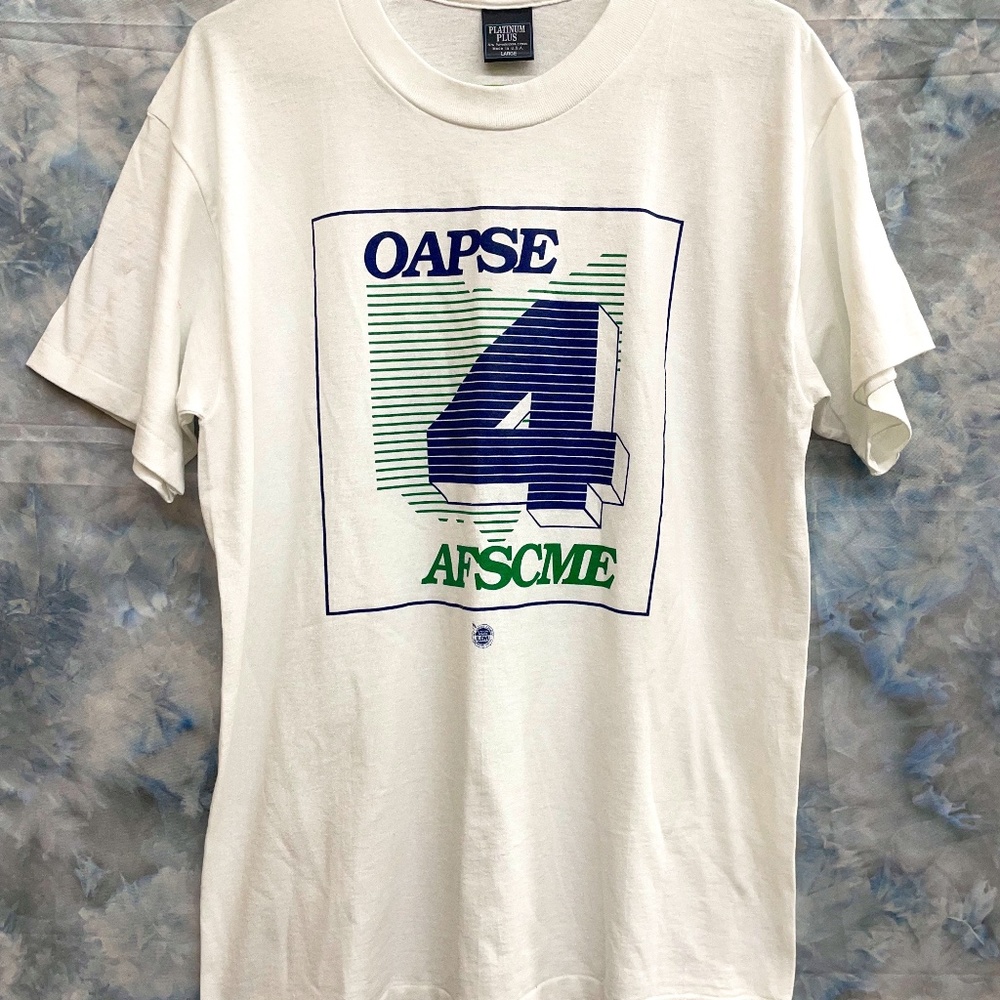 Vintage Tee OAPSE AFSCME Size L White Great Condition